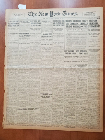 1921 DECEMBER 24 NEW YORK TIMES - HARDING FREES DEBS AND 23 OTHERS - NT 8049