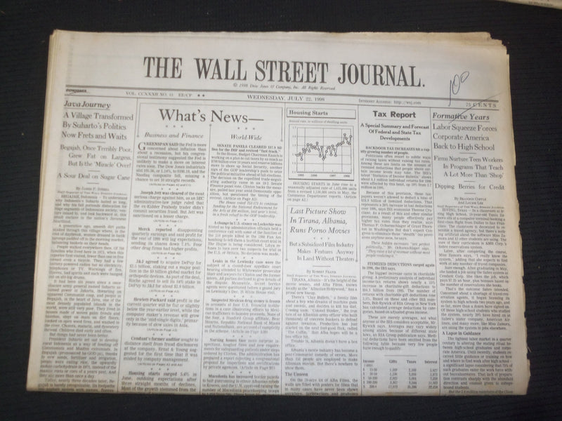 1998 JULY 22 THE WALL STREET JOURNAL - VILLAGE TRANSFORMED BY SUHARTO - WJ 248