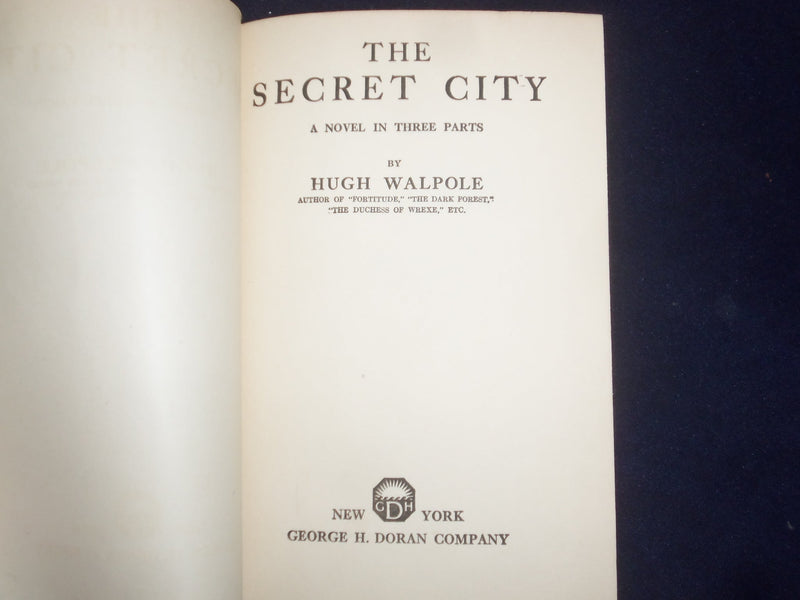 1919 THE SECRET CITY HARDCOVER BOOK BY HUGH WALPOLE - KD 9044