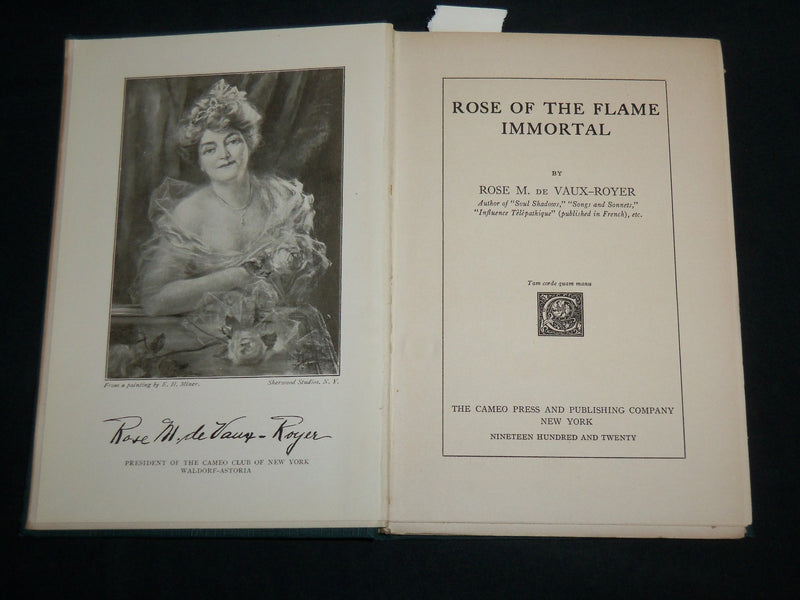 1920 ROSE OF THE FLAME IMMORTAL HARDCOVER BOOK BY ROSE M. DE VAUX-ROYER- KD 6939
