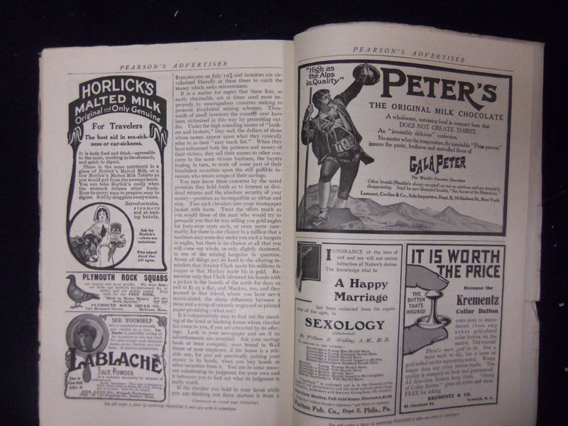 1907 AUGUST PEARSON'S MAGAZINE - NICE STORIES, ADS & ILLUSTRATIONS - ST 3009