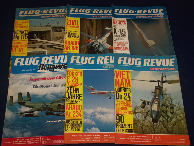 1965-1972 FLUG REVUE INTERNATIONAL GERMAN AIRPLANE MAGAZINES LOT OF 15 - O 2812