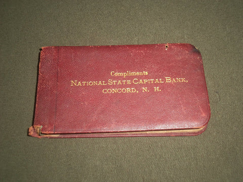 1893 NATIONAL STATE CAPITAL BANK CONRAD NEW HAMPSHIRE ADDRESS BOOK - J 2683