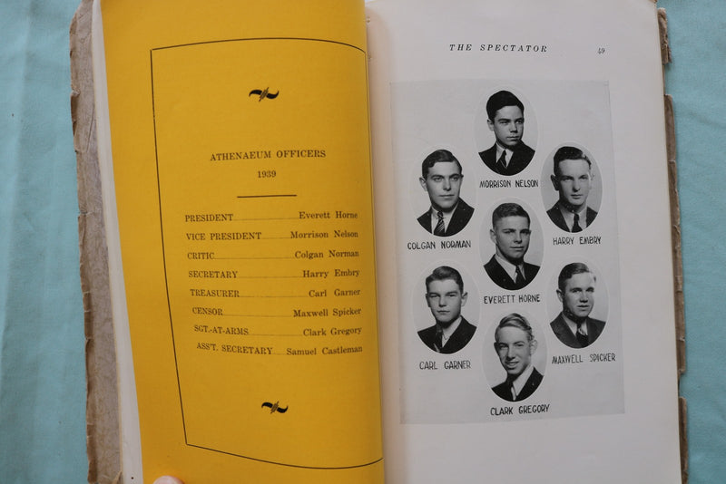 1939 ANTHENAEUM - THE SPECTATOR - MALE HIGH SCHOOL RECORD BOOK - K 3294