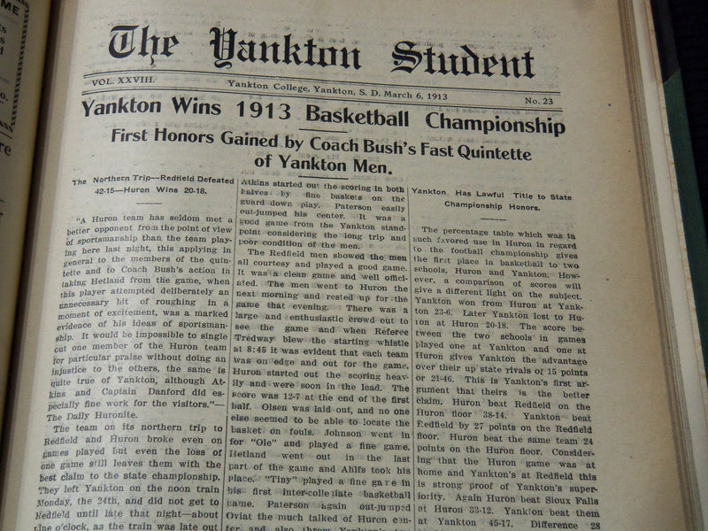 1912-1917 YANKTON STUDENT NEWSPAPER VOLUME LOT OF 5 - SOUTH DAKOTA - KD 3396B
