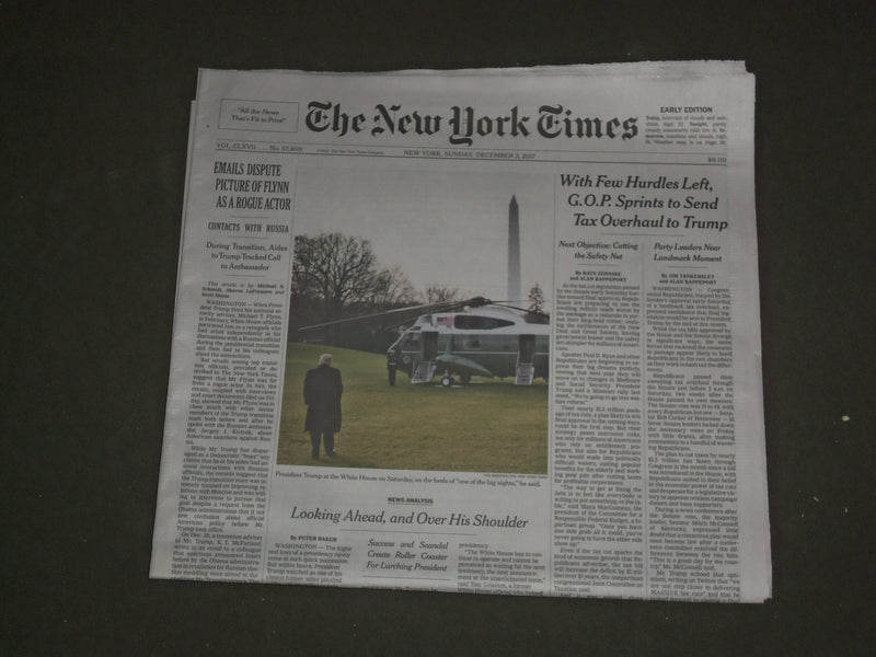 2017 DECEMBER 3 NEW YORK TIMES - GOP SPRINTS TO SEND TAX OVERHAUL TO TRUMP