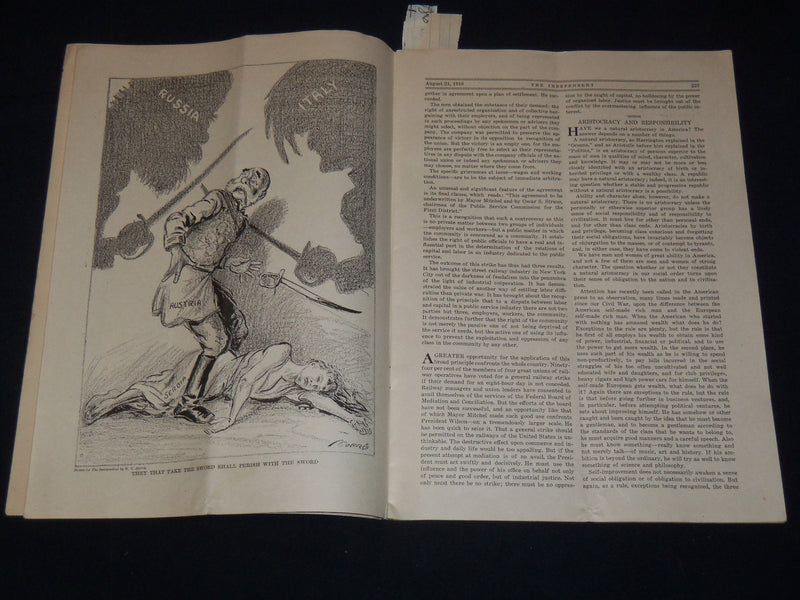 1916 AUGUST 21 THE INDEPENDENT MAGAZINE - MAYOR MITCHELL COVER - ST 3400Y