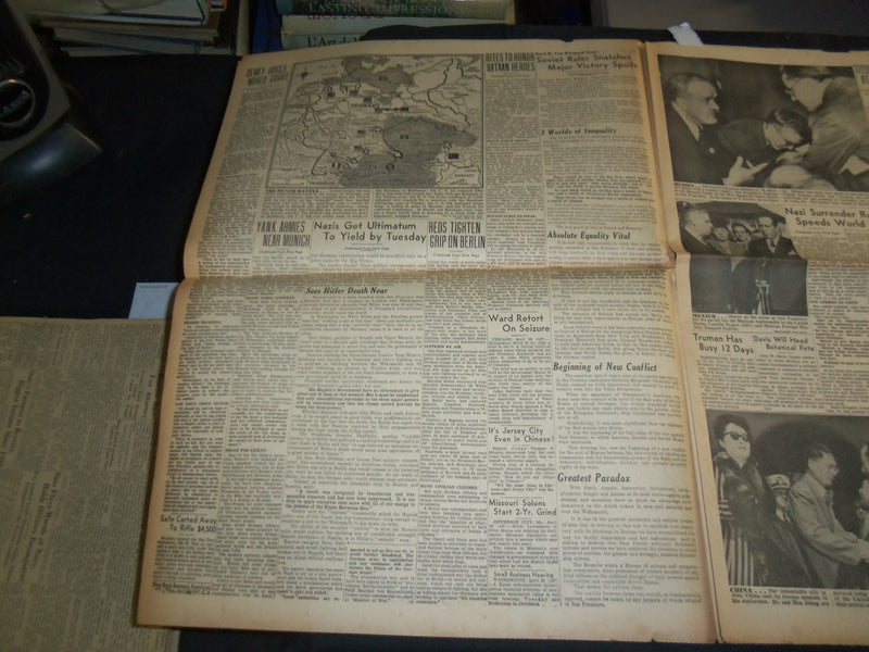 1945 APRIL 29 NY JOURNAL AMERICAN NEWSPAPER -TRUMAN DENIES PEACE RUMORS- NP 3510