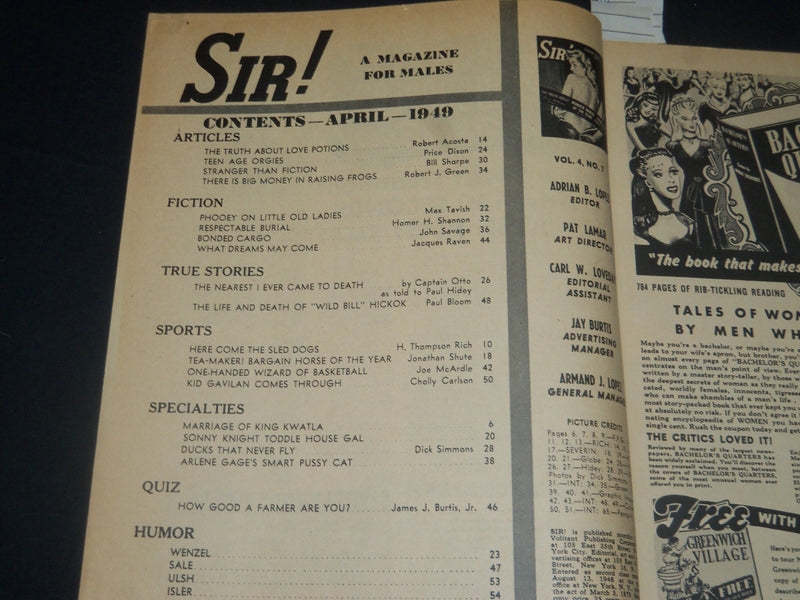 1949 APRIL SIR! MAGAZINE - NICE COVER - KID GAVILIN - CONGO KING - J 5652