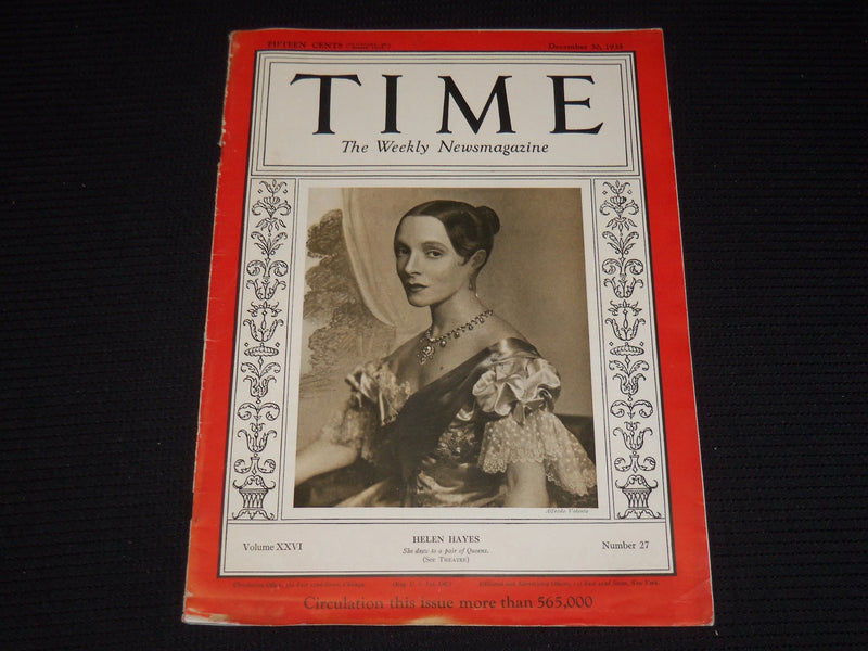1935 DECEMBER 30 TIME MAGAZINE - HELLEN HAYES - T 501