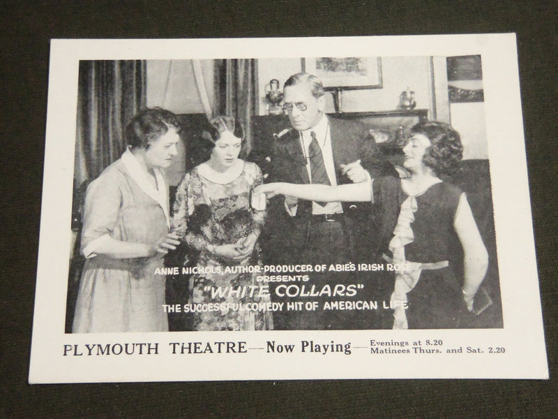 1930'S WHITE COLLARS PROMO CARD & PROGRAM - PLYMOUTH THEATRE - J 2396