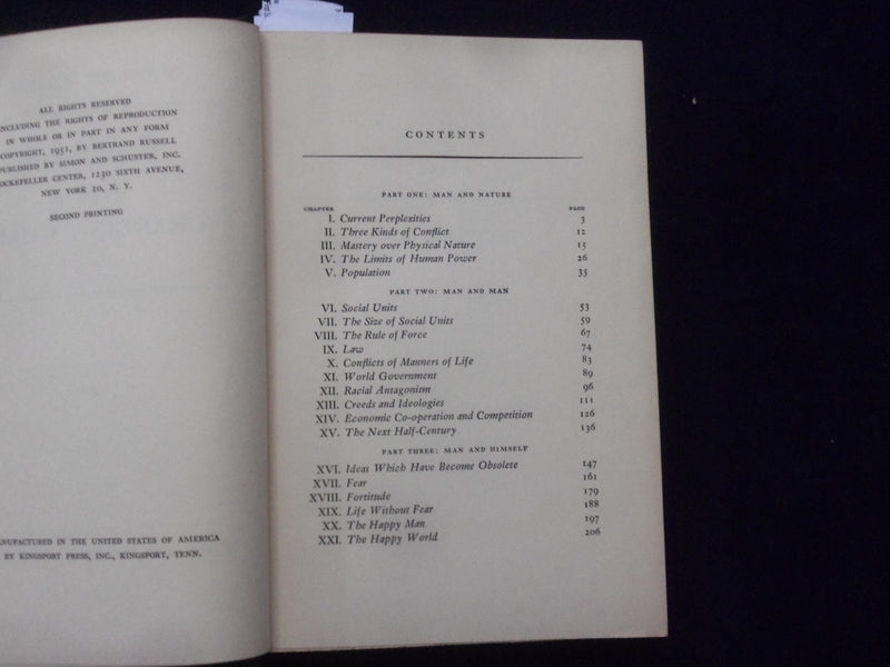1951 NEW HOPES FOA A CHANGING WORLD HARDCOVER BOOK BY BERTRAND RUSSELL - KD 8675