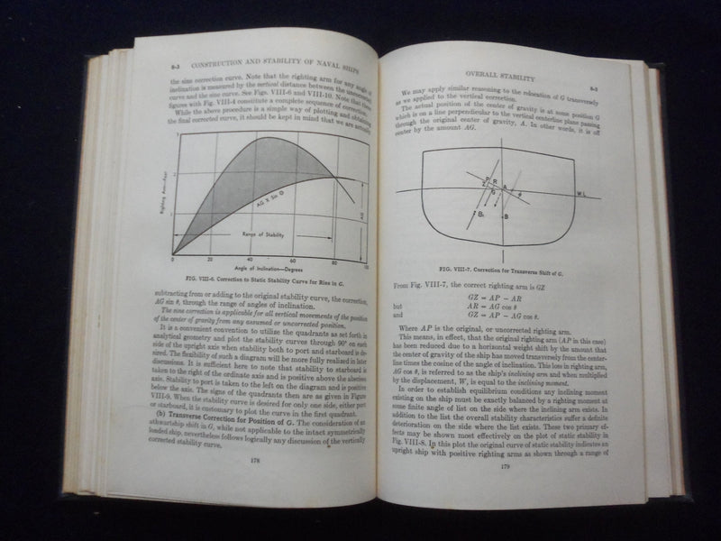 1956 FUNDAMENTALS/CONSTRUCTION/STABILITY OF NAVAL SHIPS HARDCOVER BOOK - KD 8600