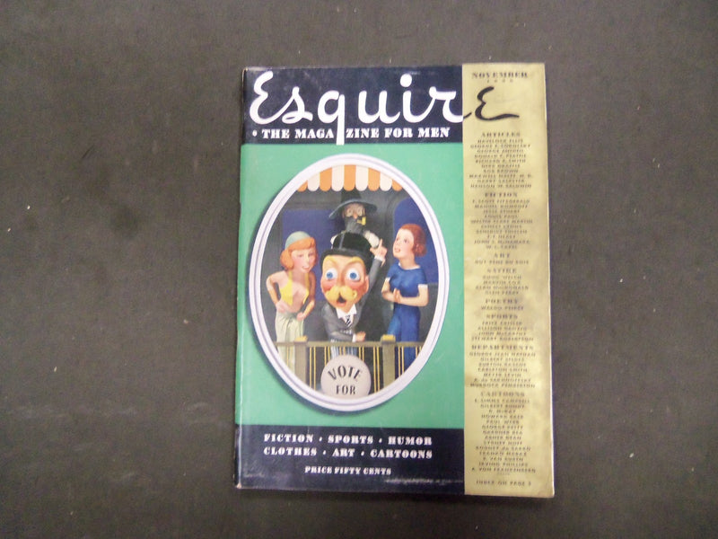 1936 NOVEMBER ESQUIRE MAGAZINE - NICE ILLUSTRATIONS, COVER AND ADS - ST 3088