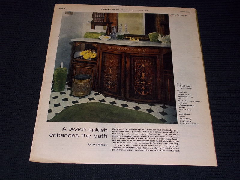 1965 MARCH 7 SUNDAY NEW YORK NEWS COLOROTO MAGAZINE - DINA MERRILL - E 13044