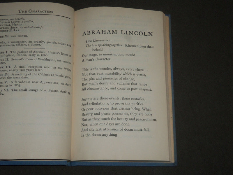 1927 ABRAHAM LINCOLN A PLAY BY JOHN DRINKWATER HARDCOVER BOOK - KD 4445