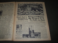 1939 JUNE 10 NEW YORK DAILY NEWS - KING AND QUEEN ON WAY TO N. Y. - NP 2908