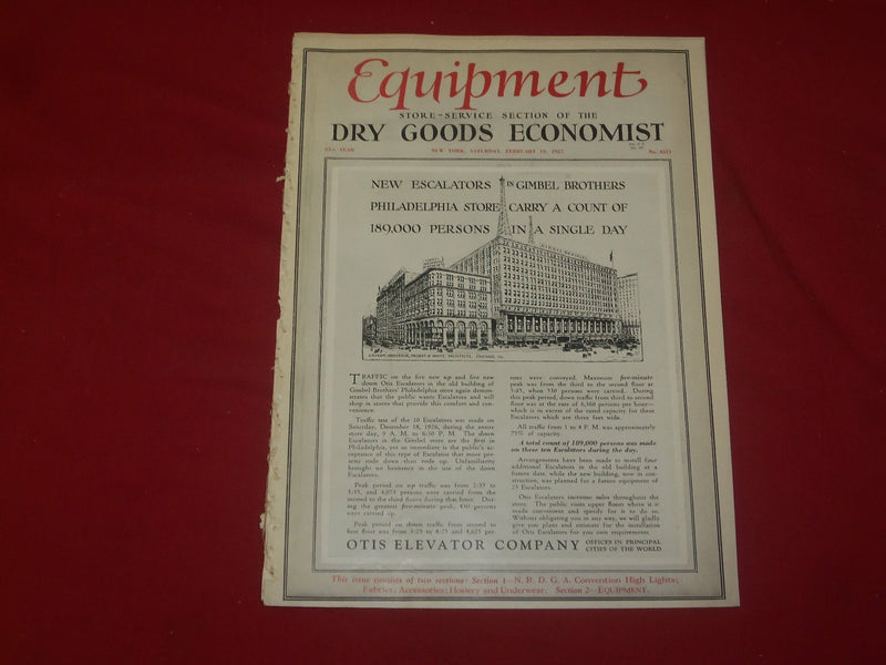 1927 FEB 19 DRY GOODS ECONOMIST MAGAZINE- ARTICLES, PHOTOS, ILLUS. & ADS- B 6311