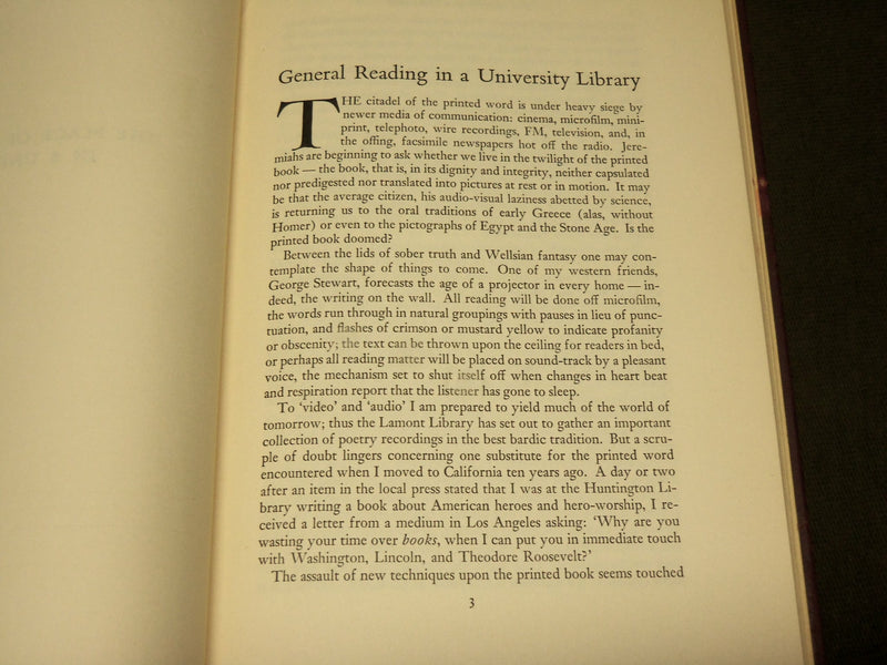 1950 THE PLACE OF THE LIBRARY IN A HARVARD UNIVERSITY - A CONFERENCE - KD 6246