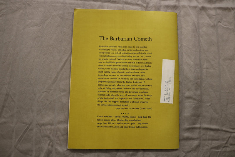 1969 SEPTEMBER THE CENTER MAGAZINE - THE NINETEEN-SIXTIES COVER - B 1113I