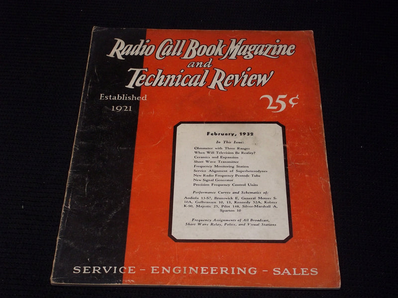 1932 FEBRUARY RADIO CALL BOOK & TECHNICAL REVIEW MAGAZINE FRONT COVER - E 6307