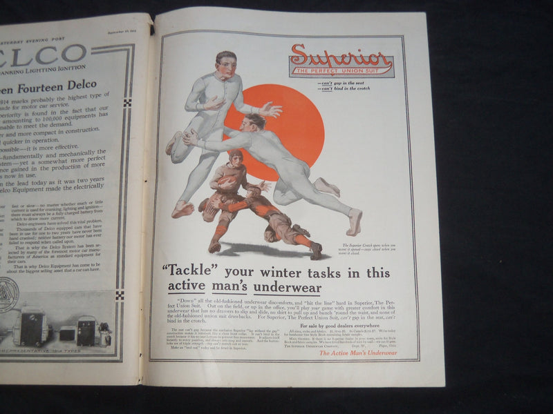 1913 SEPTEMBER 27 THE SATURDAY EVENING POST MAGAZINE - ILLUSTRATED COVER -SP 645