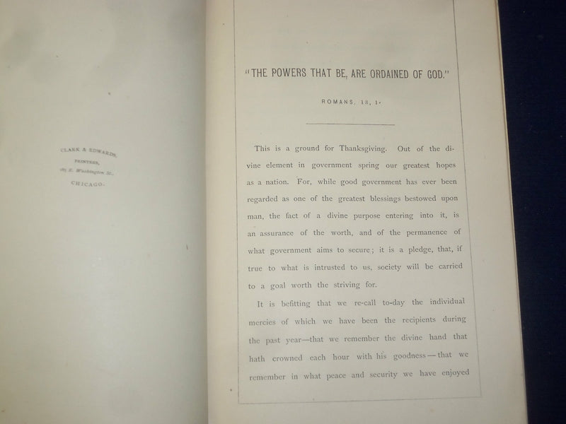 1873 REV SUMNER THANKSGIVING DAY SERMON FULLERTON AVE PRESB. CHURCH. CHI.-J 4458
