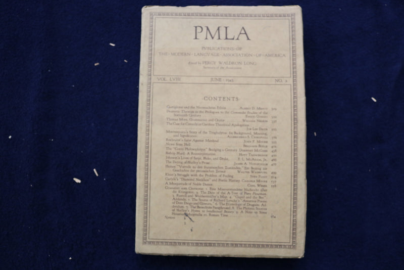 1943 PUBLICATIONS OF THE MODERN LANGUAGE ASSOC. OF AMERICA(PMLA)-LOT OF 3-O 3431