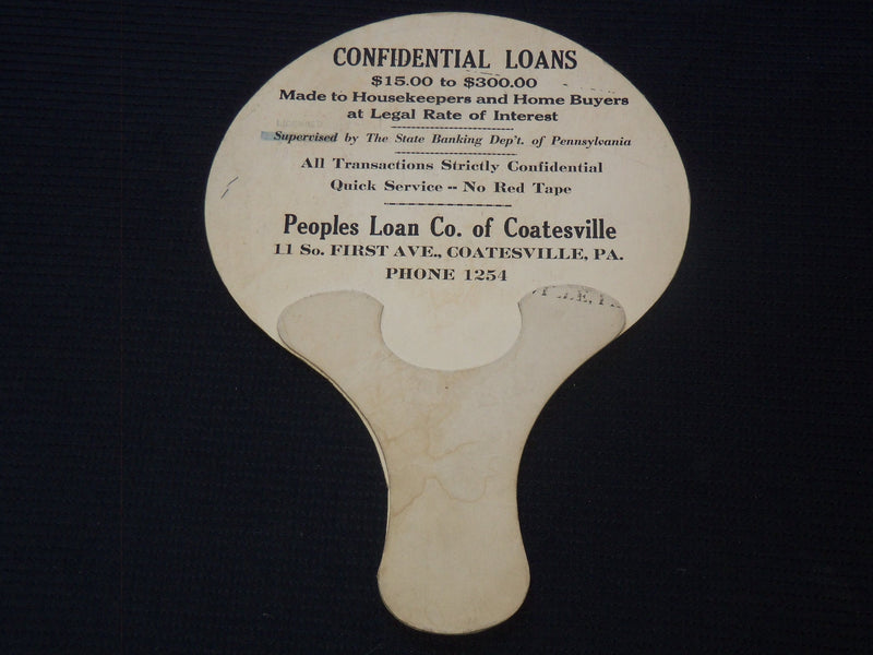 1900'S COATESVILLE PENNSYLVANIA PEOPLES LOAN CO. FAN - J 7293