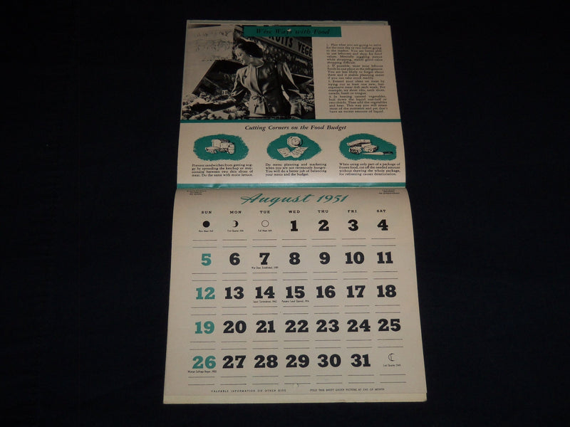 1951 HIGHLAND CLEANERS CALENDAR - ILLINOIS - J 8790