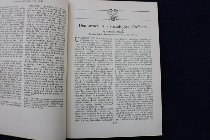 1935 JULY SOCIAL SCIENCE QUARTERLY SOFTCOVER BOOK - K 1453