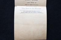 1905 MARCH 20 WALNUT ST. THEATRE PROGRAM - THE HEIR TO THE HOORAH - K 1991