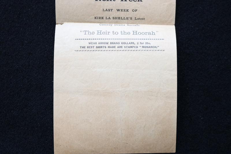 1905 MARCH 20 WALNUT ST. THEATRE PROGRAM - THE HEIR TO THE HOORAH - K 1991