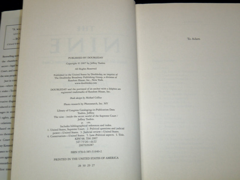 2007 THE NINE JEFFREY TOOBIN HARDCOVER BOOK SIGNED BY JEFFREY TOOBIN - KD 7681