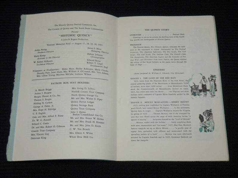 1955 HISTORIC QUINCY FESTIVAL PROGRAM - MASSACHUSETTS - J 7090