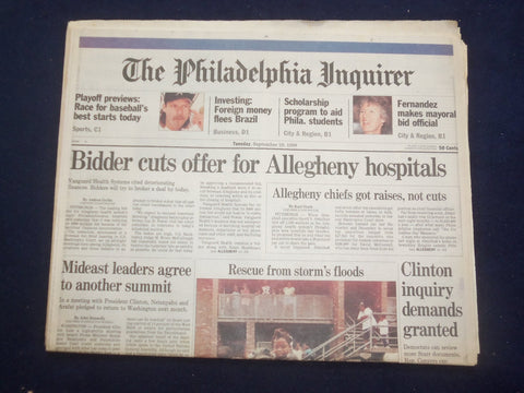 1998 SEP 29 PHILADELPHIA INQUIRER-BIDDER CUTS OFFER ALLEGHENY HOSPITALS- NP 7168