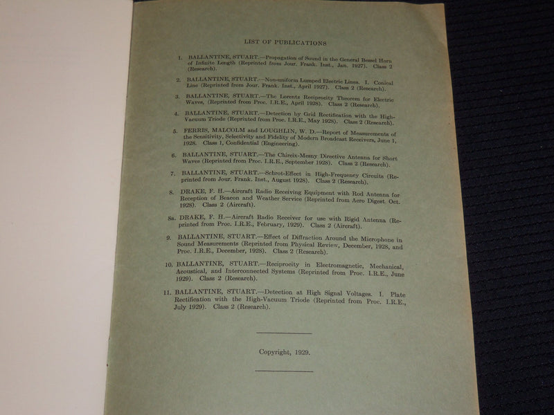 1929 RADIO FREQUENCY LABORATORIES CONTRIBUTIONS BOOK LOT OF 2 - J 9874