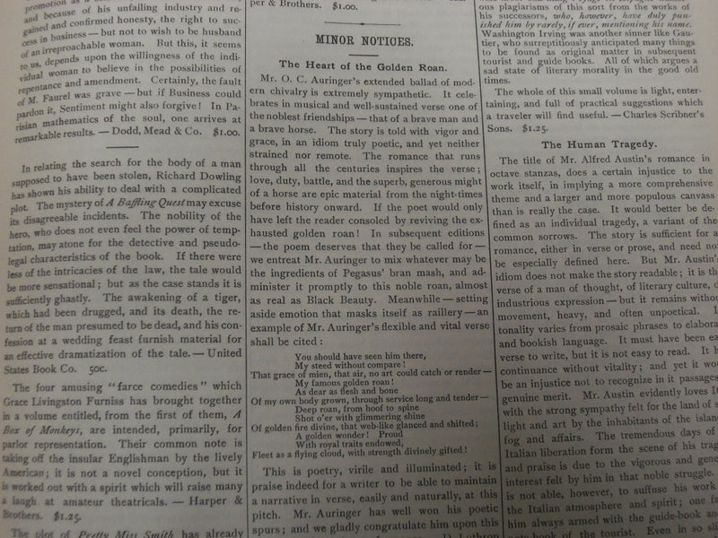 1891 THE LITERARY WORLD MAGAZINE LOT OF 6 ISSUES - NICE ARTICLES - O 2618