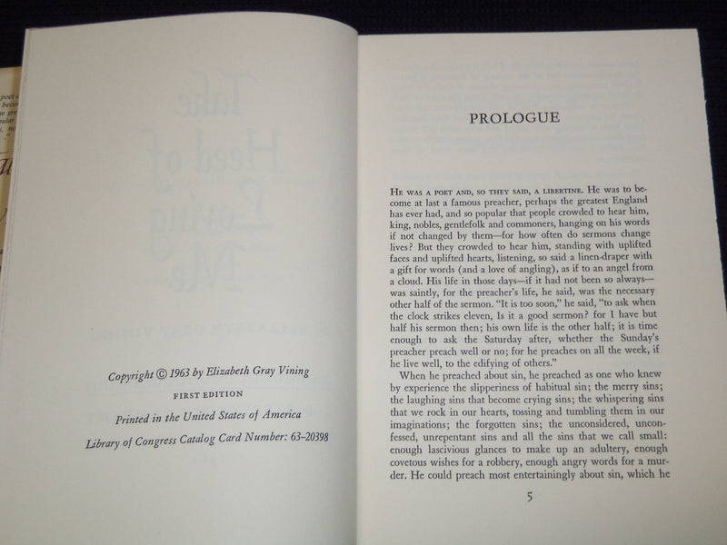 1964 TAKE HEED OF LOVING ME BOOK SIGNED BY ELIZABETH GRAY VINING - KD 7737