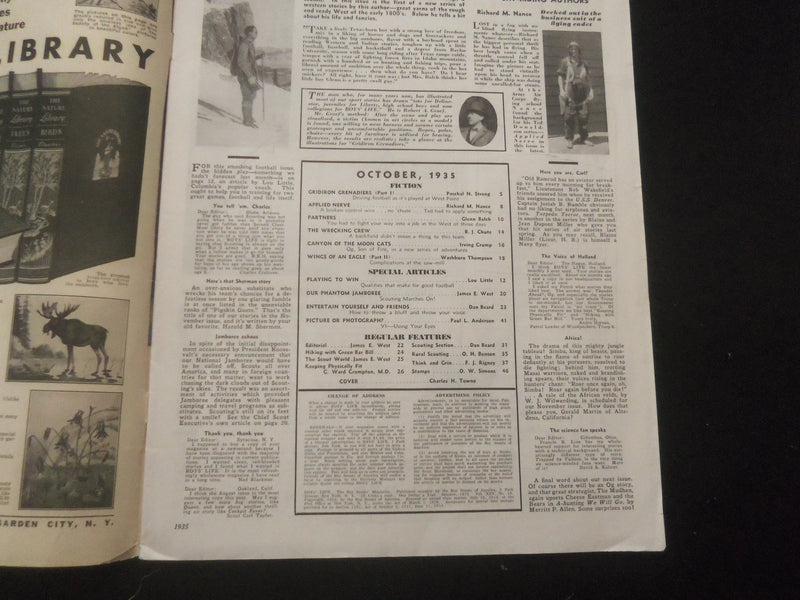 1935 OCTOBER BOYS' LIFE MAGAZINE - GRIDIRON GRENADIERS- FOOTBALL COVER- SP 6311H