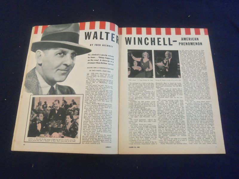1942 MARCH 28 LIBERTY MAGAZINE - WALTER WINCHELL - AMERICAN PHENOMENON - B 4197H