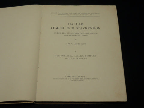 1931 HALLAR TEMPEL OCH STAVKYRKOKR SOFTCOVER BOOK BY GERDA BOETHIUS - KD 5874