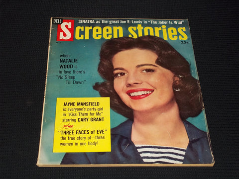 1957 OCTOBER SCREEN STORIES MAGAZINE - NATALIE WOOD FRONT COVER - E 15877