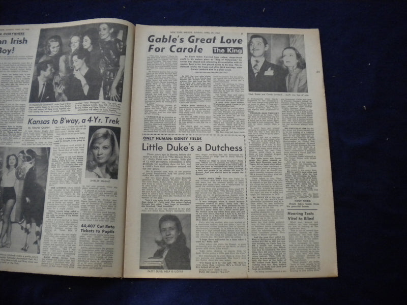 1962 APRIL 29 NEW YORK MIRROR NEWSPAPER - TINA MADDISON COVER PHOTO - NP 6001