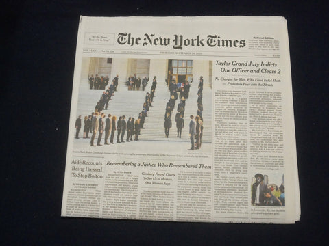 2020 SEPTEMBER 24 NEW YORK TIMES - BREONNA TAYLOR JURY INDICTS 1 AND CLEARS 2
