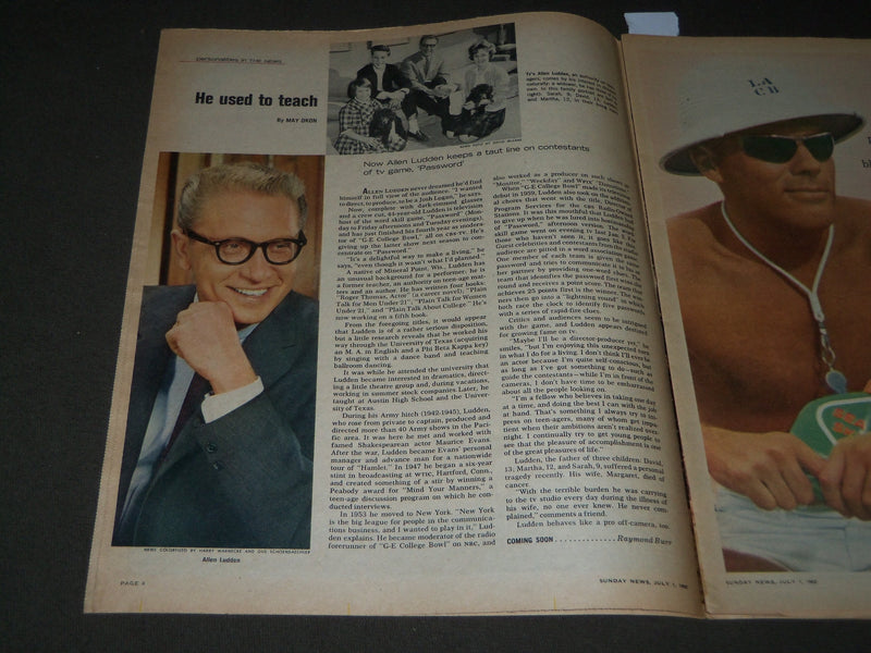 1962 JULY 1 SUNDAY NEW YORK NEWS COLOROTO MAGAZINE - OLD GLORY COVER - J 2985