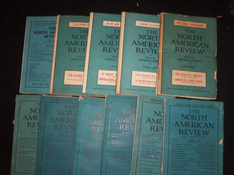 1920 NORTH AMERICAN REVIEW LOT OF 11 ISSUES - GREAT STORIES/ARTICLES - WR 1023
