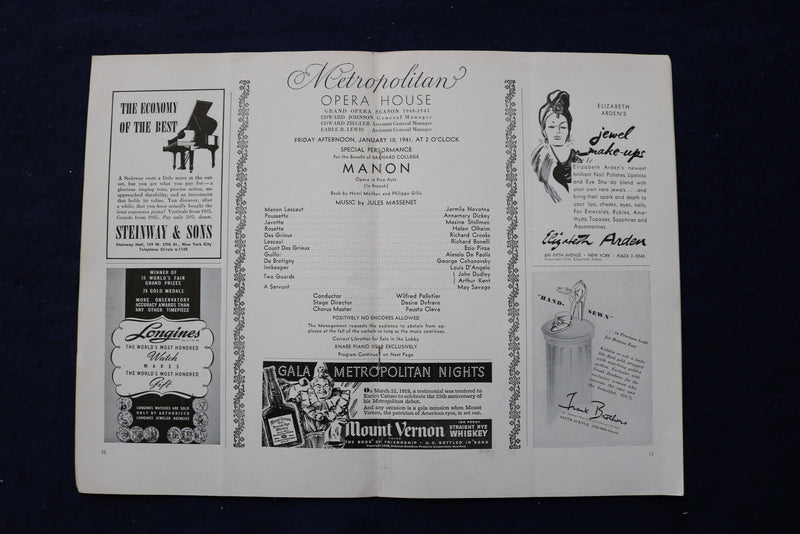 1939-1942 METROPOLITAN OPERA HOUSE PROGRAMS - LOT OF 5 - K 1700
