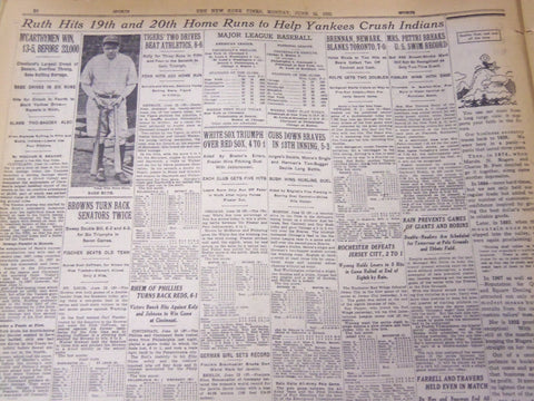 1932 JUNE 13 NEW YORK TIMES - RUTH HITS 19TH AND 20TH HOME RUNS - NT 4832