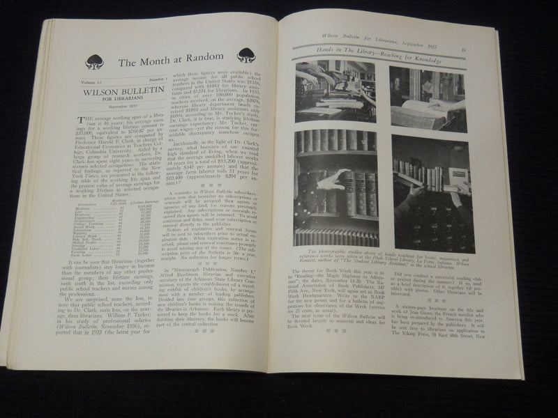 1937 WILSON BULLETIN FOR LIBRARIANS LOT OF 2 - H. W. WILSON COMPANY - K 2108